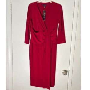 Long Tall Sally Carmine Red long sleeve Panel Dress NEW NWT Womens US 10 UK 14